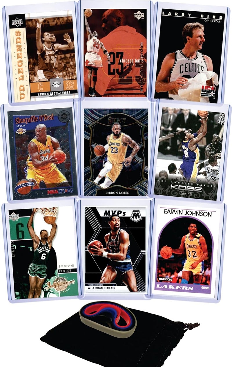 Chaser Basketball GOAT Cards: Michael Jordan, Lebron James, Kareem Abdul-Jabbar, Magic Johnson, Larry Bird, Kobe Bryant, Shaquille O’Neal, Wilt Chamberlain, and Bill Russell (9) Assorted Cards Gift Pack - All-Time Greats - Image 1